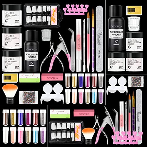 COSCELIA Juego para Uñas Set Colección Gel para Uñas para Uñas 3 Color（Transparente, Rosa, Blanco）No se Requiere Lámpara U-V Para Uñas Kit con pincel