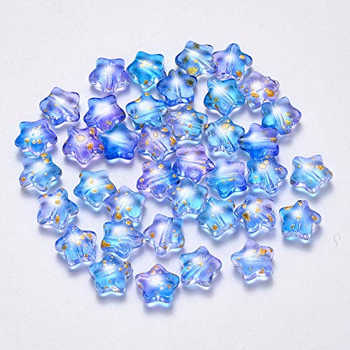 UR URLIFEHALL 100 pcs DeepBule Cuentas de estrella de cristal pintado en aerosol para pendientes, pulseras, collares, joyería DIY