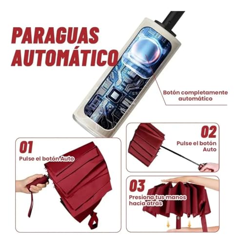Image of LANBRELLA Portable & Folding Travel Umbrella, 3 Fold, Auto Open Close, Water Resistant, Windproof, with Carrying Handle