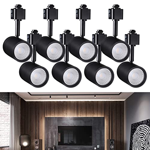 Leonlite 8-Pack 8.5W Home Series Led Track Lighting Heads, Cri90 H Track Lighting, Dimmable Track Light Head, Adjustable Led Track Lighting Fixture For Kitchen Bedroom, Etl, Black, 4000K Cool White #TOP6