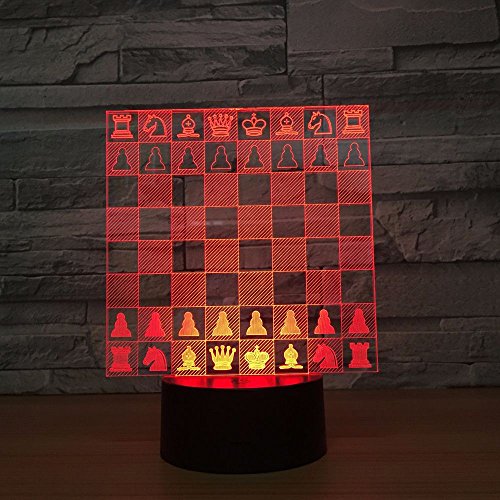 Lámpara de ilusión 3D ajedrez luz nocturna LED táctil miniatura 2