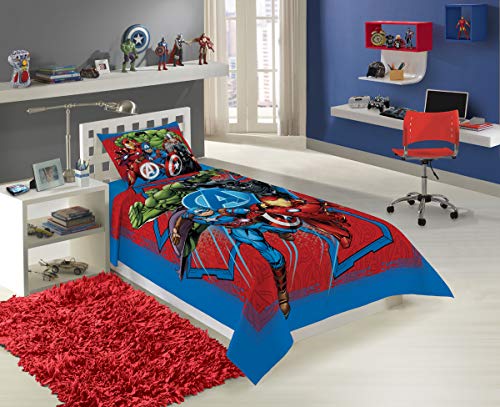 Jogo de Cama Solteiro Estampado Avengers 1,50 m x 2,10 m Com 2 peças