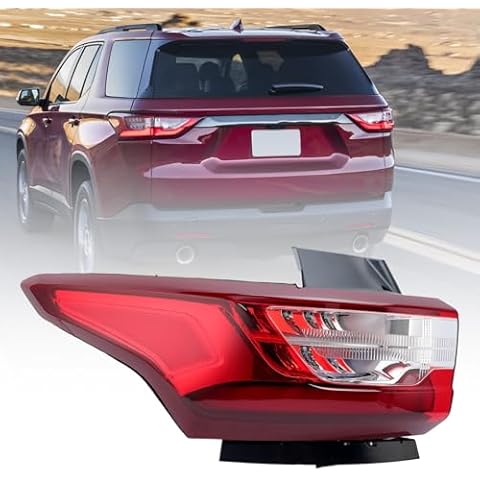 Clidr LED Outer Tail Light Compatible with 2018 2019 2020 Chevy Traverse 84618033 GM2804130 Driver Side (Left) Cover