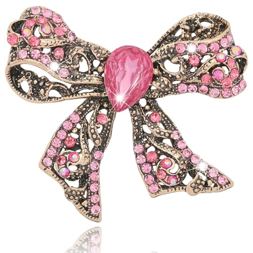 Image of Rhinestone Bow Brooch Vintage Crystal Large Bowknot Brooches for Women Brooch Pin Wedding Fashion Jewelry Accessories,Women Gift