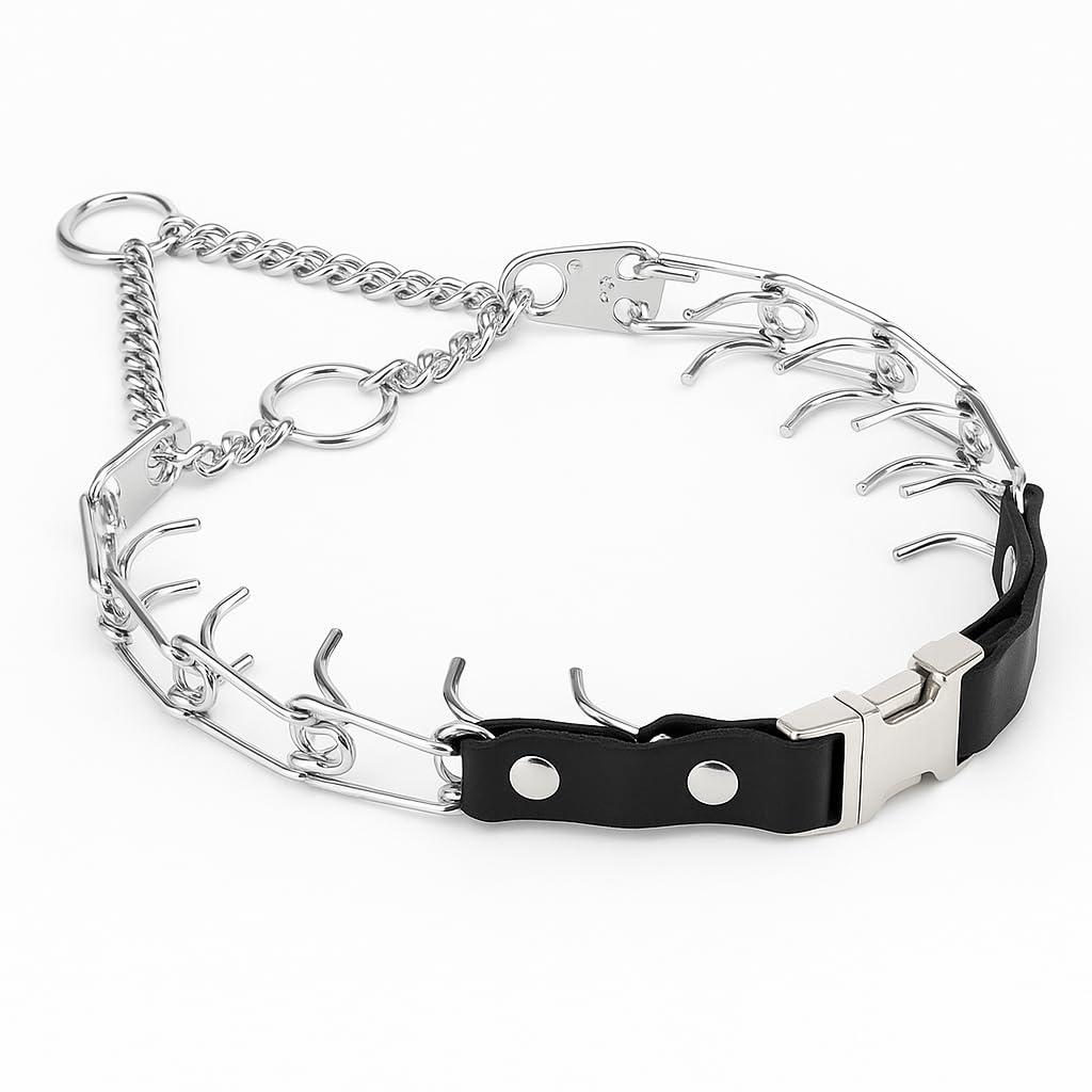 2.25mm Prong Collar for Dog Training Adjustable Length & Easy Quick Release Buckle for Small/Medium Dogs (13-19" Neck)