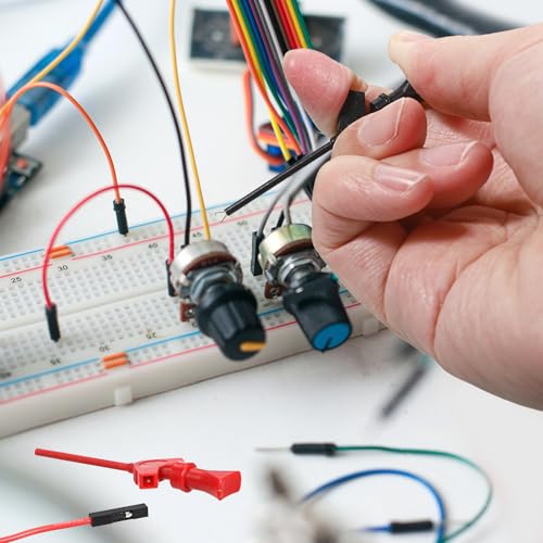 Image of Sumnacon Test Leads Kit 10 Pcs 5 Colors Mini SMD IC Test Hook Clips with Silicone Jumper Wires Cable for Logic Analyzer Electrical Testing Clip Leads or Multimeter Test Leads for Repairing Cell Phone