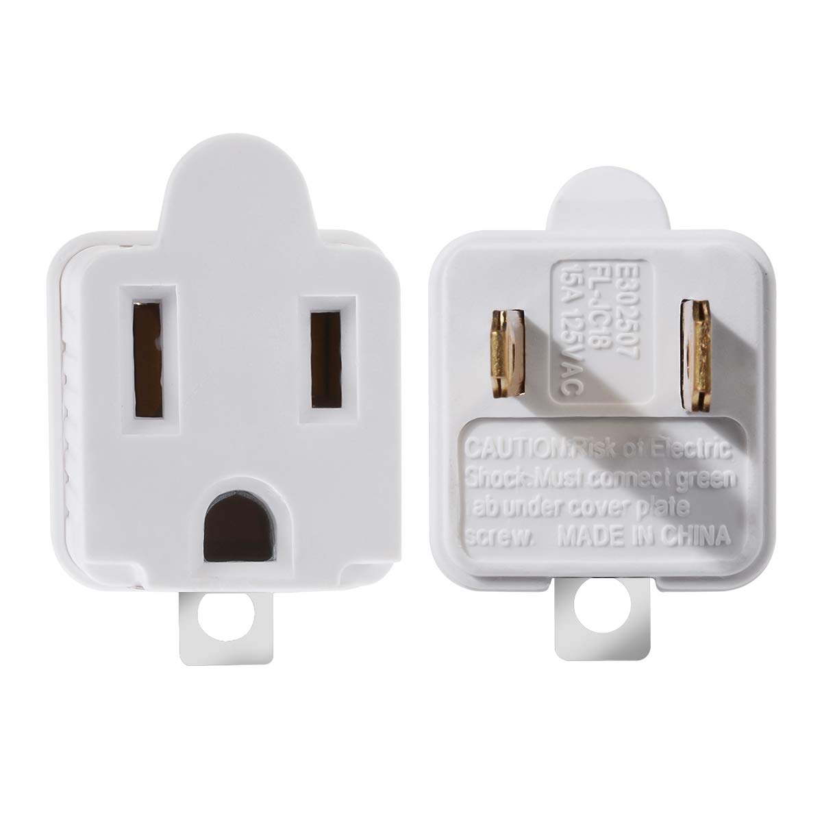 TENINYU Grounded Adapter 3-Prong to 2-Prong Outlet Converter - 3 Pin to 2 Pin Plug Socket Adapter Extension for Electrical Cord, Household, Workshops, Industrial, Machinery (6 Pack)