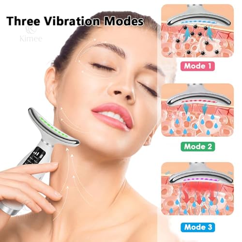 Image of KIMEE 2025 Style - Face Massager Electric, Anti Ageing Device, 7 in 1 Multi-Function Facial Massager and 45±5C Heat, Electric Neck Face Lifting Massager, for Skin Care,Smoothing Wrinkles,Firming Skin and Neck Lifting (White) (7 IN 1)