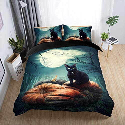 Stillshine Ropa de Cama King Size 220x240 Animal 3D Lobo Gato Caballo Unicornio Noche Paisaje Funda nórdica + 2 Funda de Almohada 50x75 cm - Kit de 3 Piezas de Poliéster Transpirable Antibacteriana
