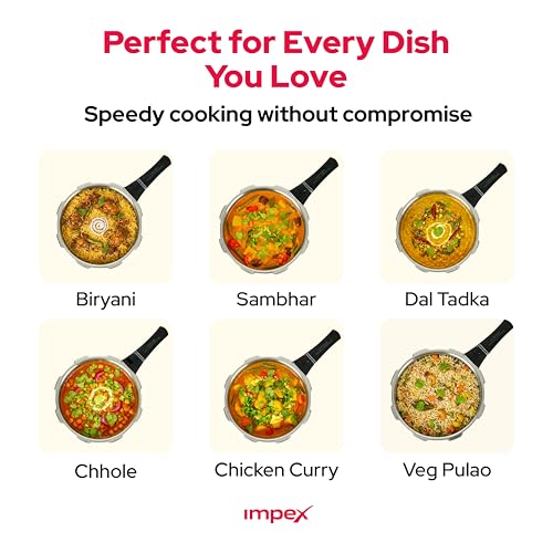 Image of Impex 3 Litre Stainless Steel Pressure Cooker | Outer Lid Induction Base Pressure Cooker | Induction and Gas Stove Competable | ISI Certified | 5 Year Warranty