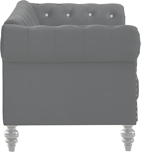 Miniatura 13 de New Classic Furniture Glam Emma - Sofá de terciopelo de tres plazas estilo Chesterfield para espacios pequeños con botones de cristal, azul rey Azul