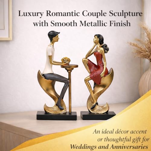 Image of ARMONIA Romantic Decorative Couple Figurine Set |Showpiece for Home Decor|Resin Statue| Elegant Sculpture for Anniversary,Valentine's Day,Wedding&Gift Items 26cm