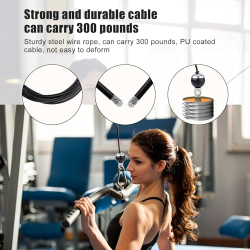 NQEUEPN 118in Fitness Pulley Cable, Home Gym Replacement Cables Pulley System Gym Heavy Duty Fitness Steel Wire Rope for Pulley Machine Accessories Home Gym (Fixed Style with Screw) NQEUEPN 118in Fitness Pulley Cable, Home Gym Replacement Cables Pulley System Gym Heavy Duty Fitness Steel Wire Rope for Pulley Machine Accessories Home Gym (Fixed Style with Screw)