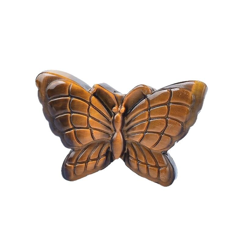 Colgante de ojo de tigre tallado a mano amuleto de mariposa 5cm