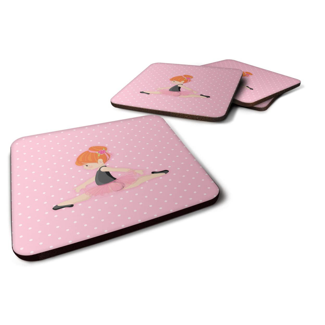 Caroline 's Treasures Ballerina rot Kopf Jete Schaumstoff Untersetzer Set von 4, 3,5, multicolor