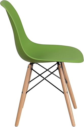 Miniatura 33 de Flash Furniture - Paquete de 2 sillas Elon Series de plástico negro con patas de madera Negro -,Gris (Moss