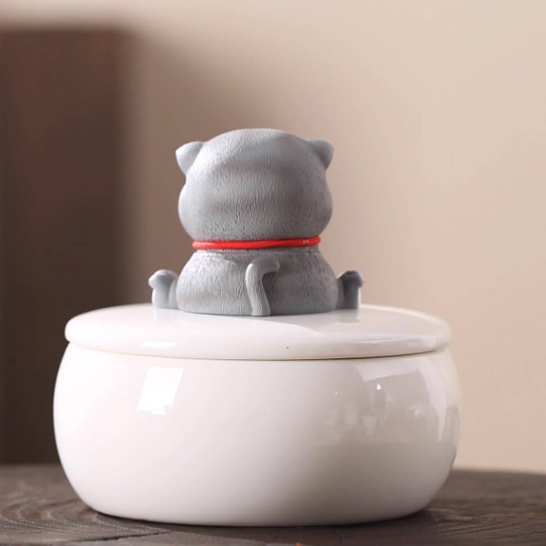 Ceramic Pet Urn for Ashes, Small Ceramic Pet Funeral Burial Box, Cremation Keepsake for Small Animals, Cats, Dogs, Rabbits, Hamsters, Bird(Cat C)