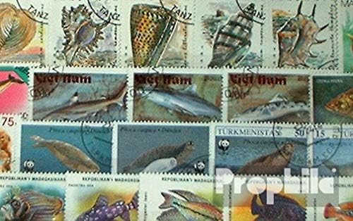 Prophila Collection Motives 50 Various Fish and Aquatic Animals Stamps (Stamps for Collectors) Water Animals