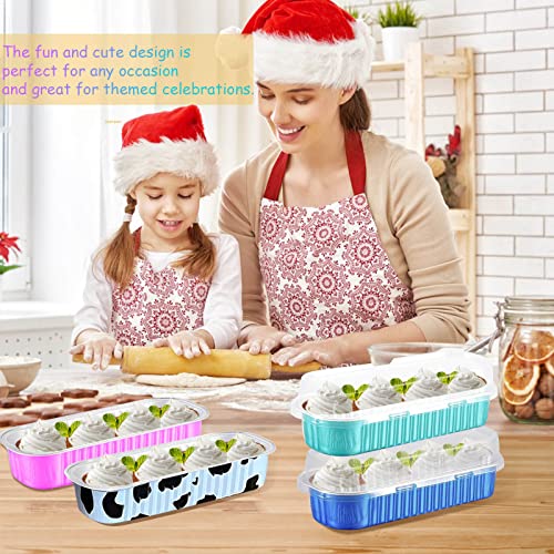 Joykle Mini Cake Pans With Lids,Mini Loaf Baking Pans,Aluminum Foil Long Baking Cups,50 Pack Mini Loaf Pans And Lids Covers,Disposable Foil Cupcake Liners For Brownie Cake Bread Loaf Muffin (Multi) #TOP1