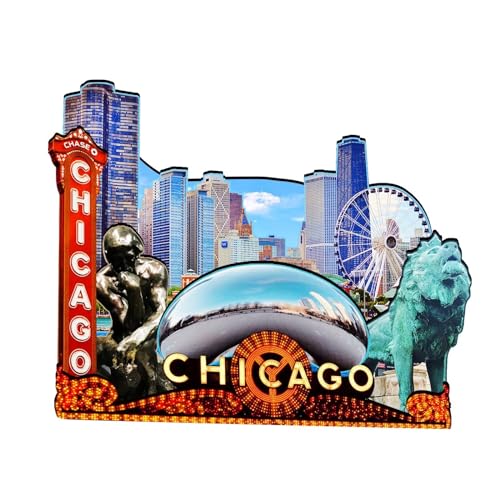 Orlaybar シカゴ イリノイ(イリノイ州) アメリカ 装飾マグネット 3D 冷蔵庫 シティ 旅行 お土産 ツーリスト ギフト ハンドメイド クラフト 冷蔵庫 マグネット ホームデコレーション -83のサムネイル
