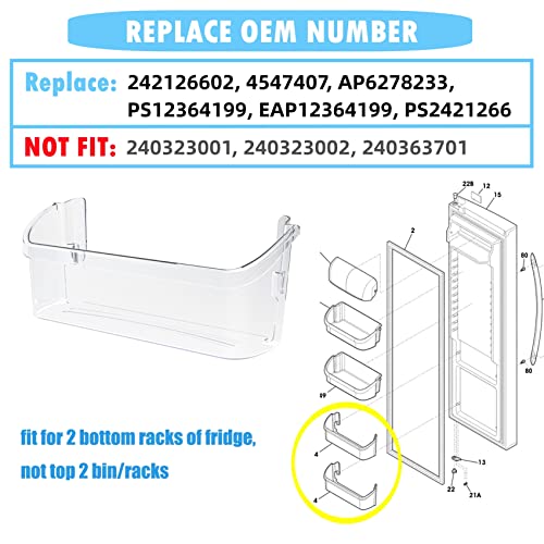 UPGRADED 242126602 Refrigerator Door Shelf Bin Replacement Part, Side Shelf Rack Compatible with Frigidaire or Electr olux, Replace 4547407, PS12364199, AP6278233, EAP12364199 （2 Pack） by SCBHWJ - Image 5