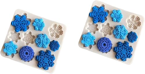 TEHAUX 2 moldes de silicona de resina para cupcakes, moldes de fondant, copos de nieve, jabón, resina, corazón, resina epoxi, llavero, molde de arte disponible en Yaxa Peru