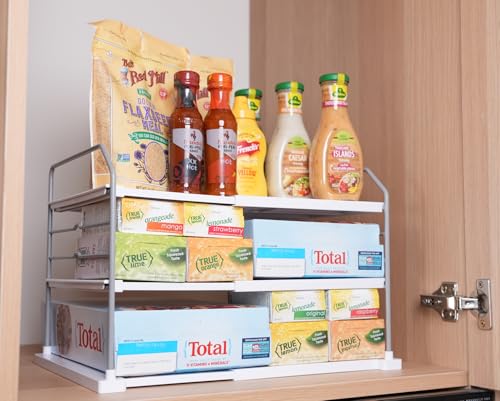 EVERIE Extendable 3-Tier Holder for Heavy Items, Jars, Bottles, Cans, Plastic Bags, Wrap, Foil, Snack and Box for Kitchen,Counter, Cabinets, 11\'\' to 16.7\'\' Wide (11“ - 16.7” Wide, Piece, 1) - Thumbnail 5
