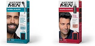 Just For Men Kit Barba e Capelli. Nero. Tinta Semipermanente per Uomo. Senza Ammoniaca, delicato su Barba e Capelli. 2 pezzi.