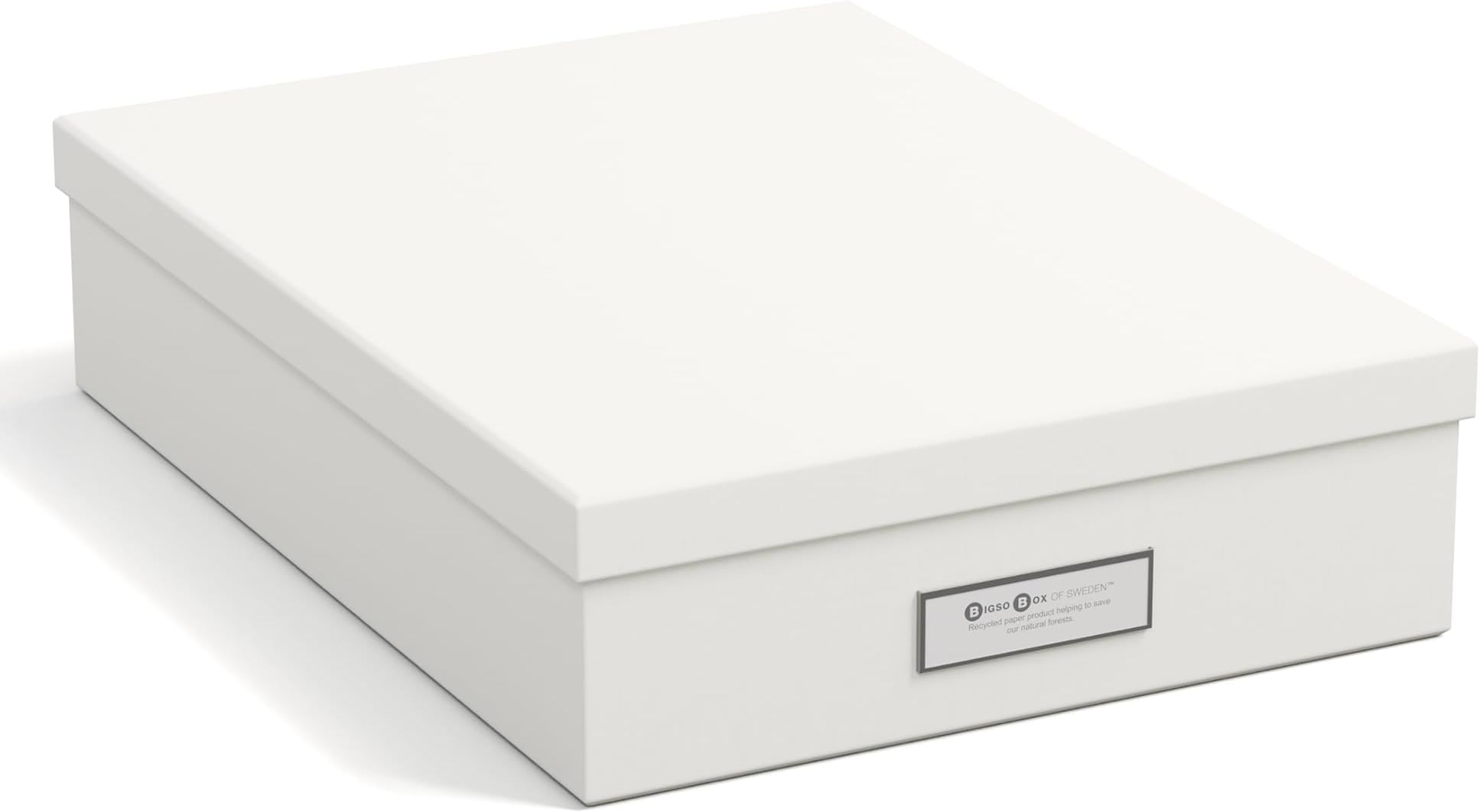 Document Box for A4 Paper, Brochures and Notes - Box with Lid and Handle - Fibreboard and Paper Box Storage with Lid - White