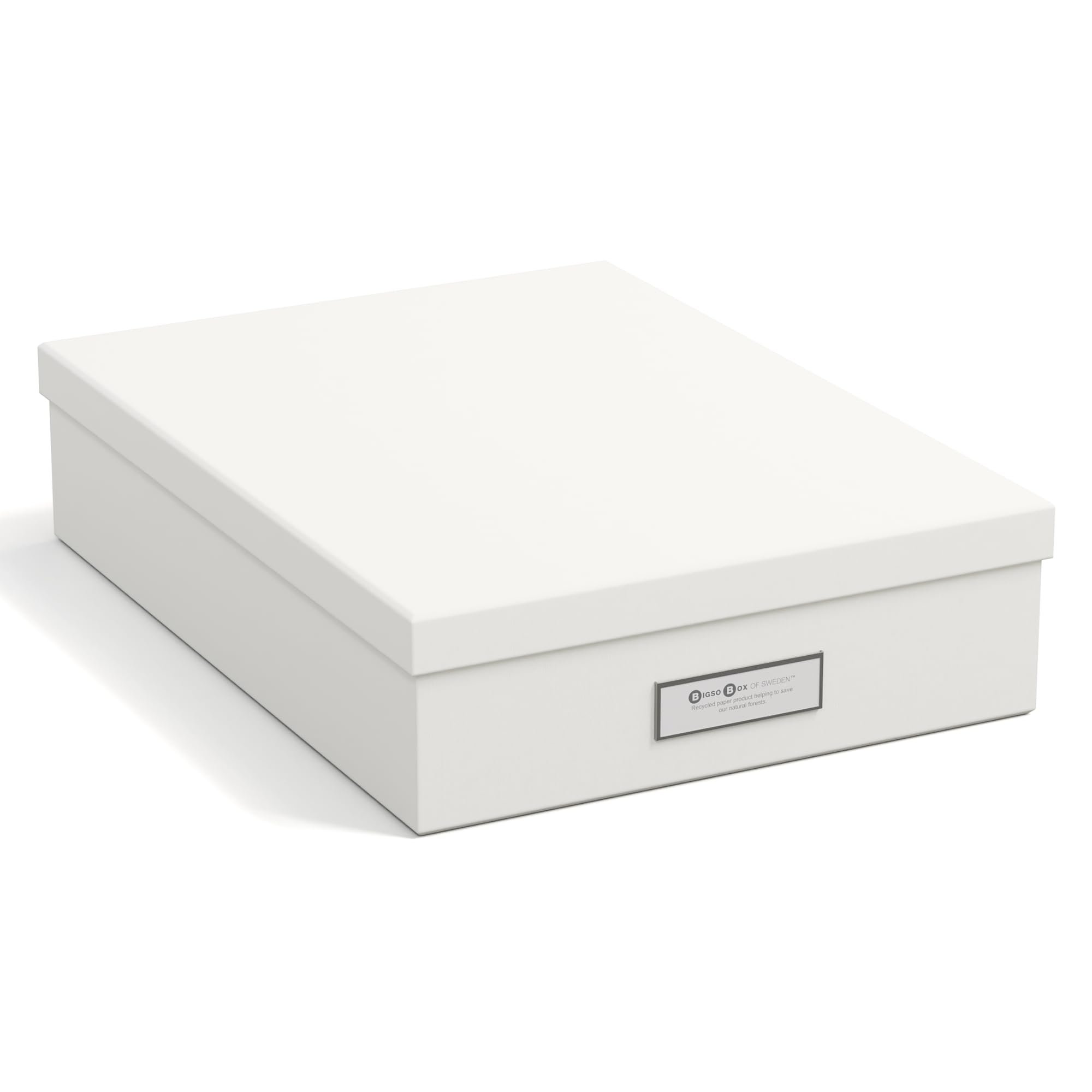 Bigso Box of Sweden Document box for A4 paper, Brochures and Notes - Box with Lid and Handle - Fibreboard and Paper Box Storage with Lid - White