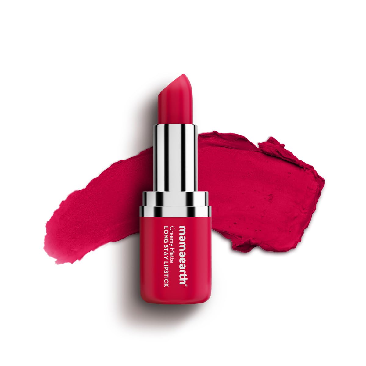 Mamaearth Creamy Matte Long Stay Lipstick with Murumuru Butter and Vitamin E for 8-Hour Long Stay (Flakeproof & Non-Drying | Intense Color Payoff) - 4.2g (Tulip Magenta)