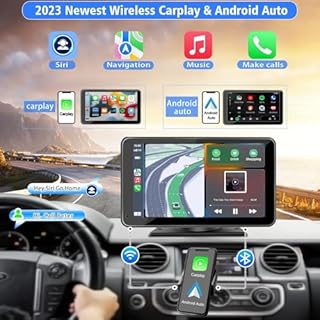 Portable Wireless with Apple CarPlay and Android Auto Screen for Car, 7" HD Touch Screen Car Stereo with Mirror Link, Bluetooth 5.2, Backup Camera, AUX,FM Transmitter for All Vehicle