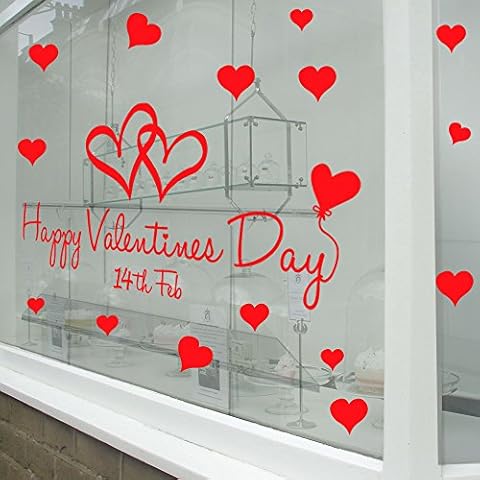 Happy Valentines Day Wall & Window Stickers Decals Shop Window Display Love Decor Decals Shop New Diy Wall Window Xmas Wall Decor Wall Stickers Wall Art Wall Decals Stickers Wall Decal Decals Mural Décor Diy Deco Removable Wall Decals Colorful Stickers Cover