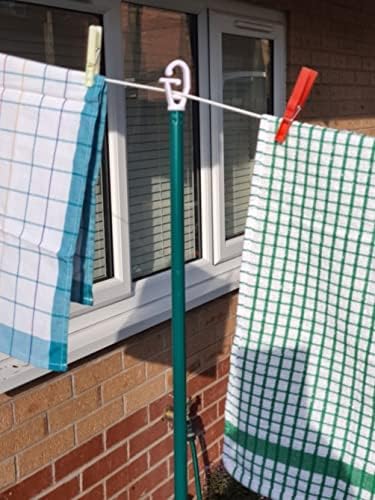 DevWoo 2Pk Metal Galvanised Prop Normal Garden Washing Line Outdoor Extendable Pole Cloths prop Laundry Support Extending pole Telescopic strong Airer