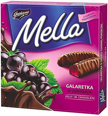 Jutrzenka MELLA Cocolate Coated Blackcurrant Jelly, 6.7oz
