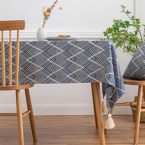 Nappe rectangulaire en lin et coton jaune 135x240 cm