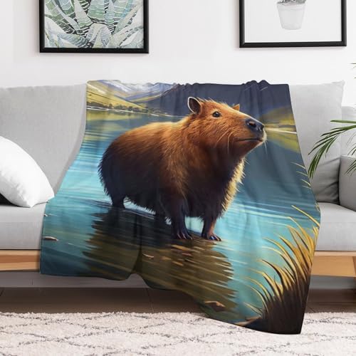 Couverture animal capybara douce chaude grand plaid lit jeté canapé flannel lavable 180x200cm