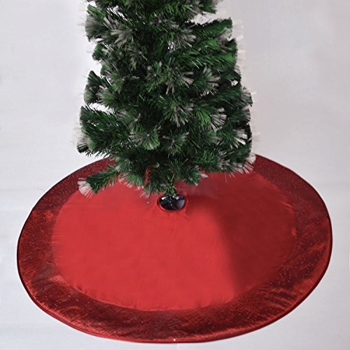 Gireshome Burgundy Faux Silk Center,Sparkle Glitter Sequin Border Christmas Tree Skirt Xmas Tree Decoration -42inch