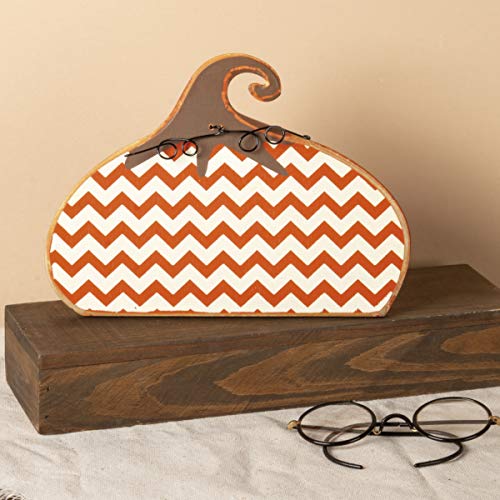 Primitives-by-Kathy-Chunky-Shelf-Sitter-85-x-625-Inch-Chevron-Pumpkin Primitives by Kathy Chunky Shelf Sitter 85 x 625 Inch Chevron Pumpkin