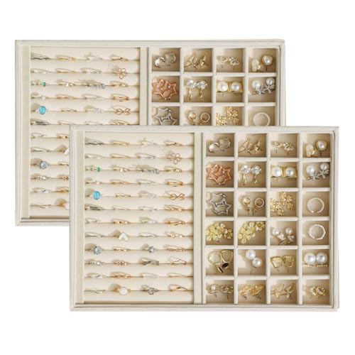 Image of Large Velvet Jewelry Tray Display Drawer Inserts 2 Pack