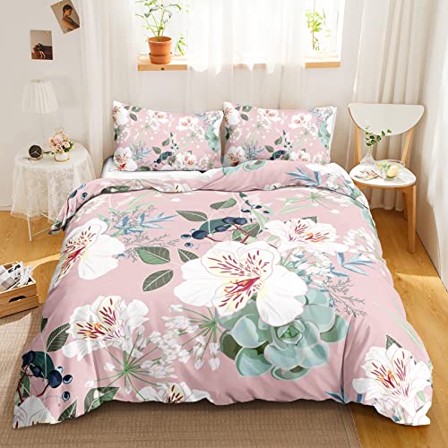 HOSIMA Bettwäsche-Set für Kinder, luxuriöser floraler Bettbezug für Doppelbett, Moderne Bedruckte Bettbezüge 220x230 cm mit Kissenbezug, Mädchen-Erwachsenenbett-Set Cover