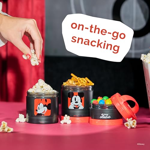 Image of Whiskware Disney Mickey Mouse and Friends Stackable Snack Containers for Babies, Toddlers, and Kids, 3 Stackable Snack Cups for School and Travel, Cupholder Friendly, All Time Classic!