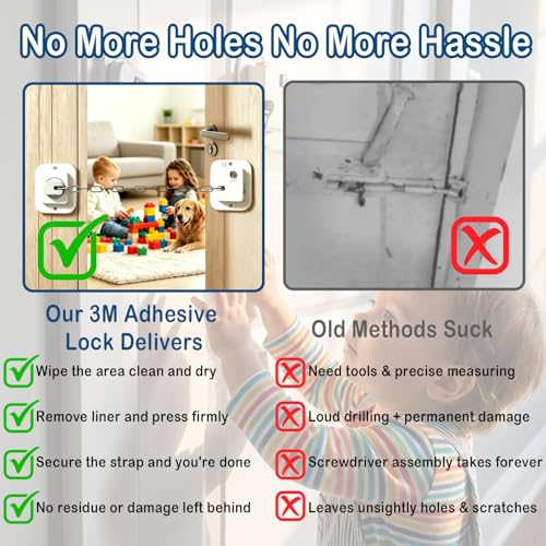 Image of Child Proof Door Locks for Kids Safety, Adjustable Latch, 1 Pack