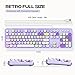 MOWUX Computer Keyboard Wired, Plug and Play USB Retro Round Typewriter Keyboard, Full Size Wired Keyboard with Foldable Stands for Laptop and Office PC- Purple Colorful