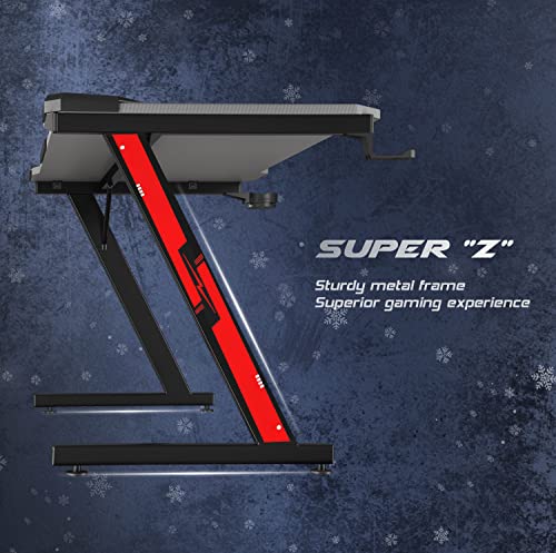image for Homall Gaming Computer Desk with Carbon Fiber Surface, Gaming Table Z 