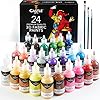 Castle Art Supplies Set de Peinture 3D Textile | 24 Flacons de 29 ml, Couleurs Vives | Artistes, Artisans, Amateurs | Vêtements, Tissu, Toile, Verre, Bois, Chaussures | Sélection dans une Boîte Solide