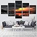 Produktbild HOMOPK 5 Leinwandbild Bilder Wolken-EIS-See-Schnee-Sonnenuntergang-Winter-Landschaftsorangenhimmel 5 Teilig hintergrundwand malerei tapete Druck Poster küche dekor Plakat Geschenk B,Rahmen.