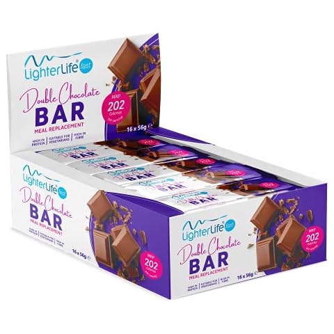 LighterLife Fast Double Chocolate Bar, Weight Loss Meal Replacement Bar, High in Protein with 25% of RDA Vitamins and Minerals, 56g, Box of 16 Cover