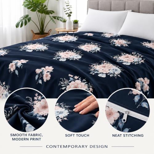 Image of Super Premium Quilt Cover Double Bed with Zipper Blanket Cover /rajai Cover /Comforter Cover /Duvet Cover King Size Soft Cotton Breathable Skin Friendly 90x100 Inches, Color- Black and White Rose