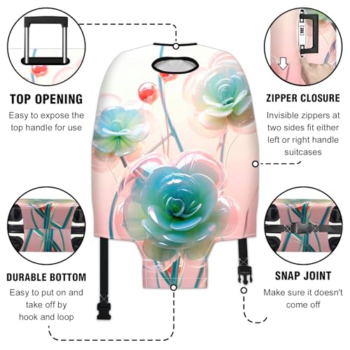 Travel Luggage Cover Suitcase Protector Scratch-Resistant Fit Not Included Suitcase Glass Roses XL-30-32in3